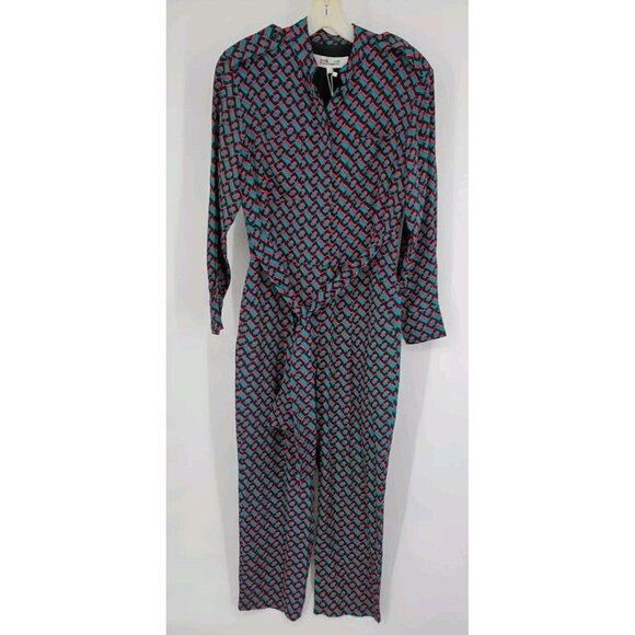 Diane Von Furstenberg DVF Silk Jumpsuit Blue Fuchsia Black Size 2 NWT $6… - Picture 3 of 16